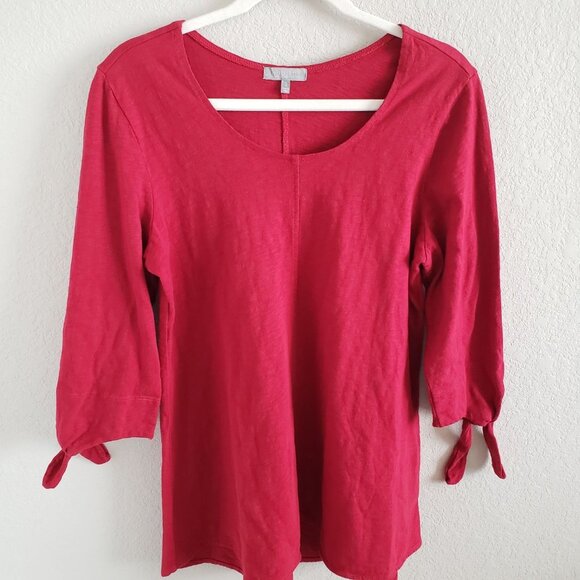 Habitat Woman Size S Red Cotton Tunic with Sleeve Cuff Ties and High Low Hem - Picture 1 of 5